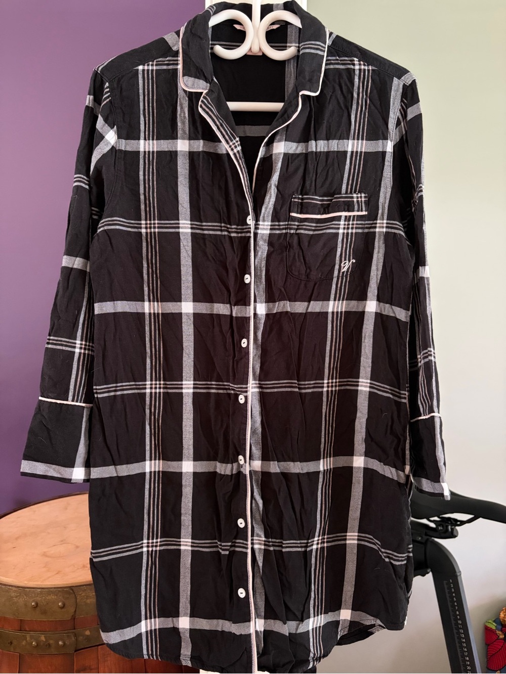Victoria's Secret Black and White Plaid Sleep Top